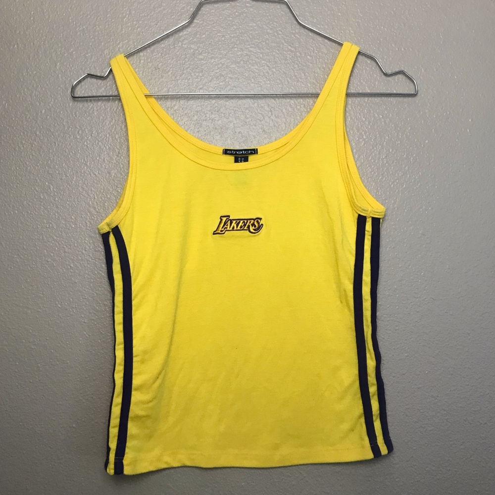 LA Lakers Tank crop 90s yellow/purple side stripes